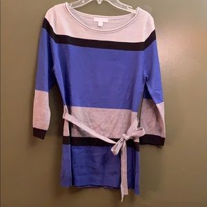 Ny & Company block colored shirt with belt